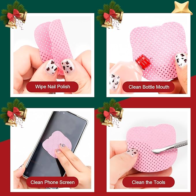 Lint Free Nail Wipes 1200PCS Cute Bear Head Shape Non-Woven Nail Polish Remover Wipes No Lint Cleaning Wipes Pink Soft Nail Wipes Nail Stuff Dry Pads For Nail Art & Eyelash Extension