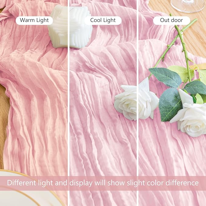 Cheesecloth Table Runner 10FT 3Pcs Blushing Pink Boho Gauze Runners | Cheese - Image 5