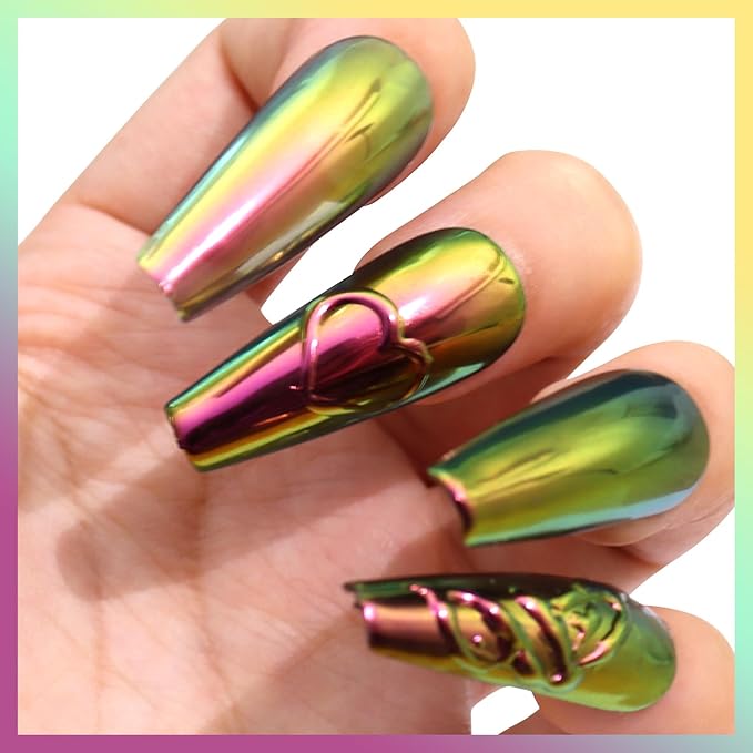 Allstarry Chameleon Chrome Nail Powder, Color-Shift Nail Powder Pigment Glitter Dust Magic Chameleon Mirror Effect Aurora Chrome Effect for Gel Polish Nail Art Decoration-Kumquat Grapes