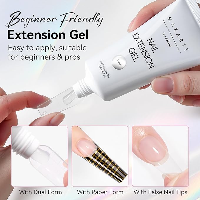 Makartt Poly Nail Gel: Clear 50ML Gel Builder for Natural-Looking Strengthener 3D Molding Gel for Trendy Nail Art-Long-Lasting and Easy to Use Supplies