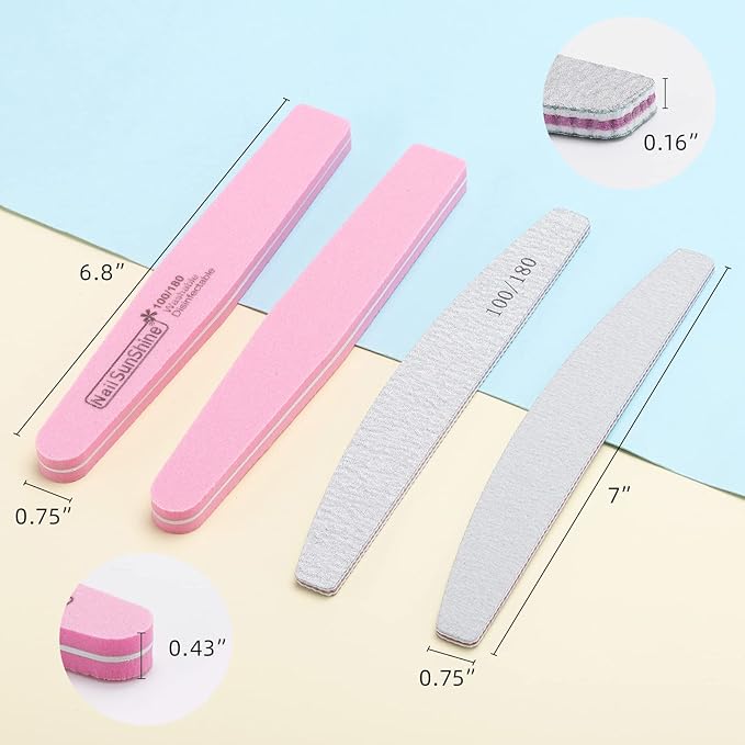 35 Count 100/180 Grit Nail Files and Buffers Set, Double Sided Emery Boards Washable Buffing Blocks for Natural Nails and Acrylic Nails