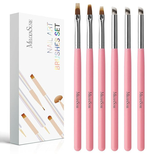 MelodySusie 6Pcs Ombre Nail Brushes,Nail Gradient Painting Pen for Blooming Nails, Gradient Nail, Manicure Nail Art Tools, Professional Accessories for Home and Salon Use
