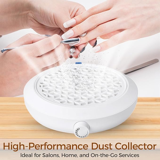 Nail Dust Collector,Powerful Vacuum with Reusable Filter Stepless Speed Adjustment Vacuum Fan Dust Collector, Nail & Foot Care Polishing Tool, for Beginners and Professional Nail Salons