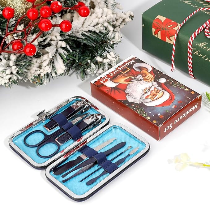Mens Gifts Nail Clipper Set for Men Mini Nail Kit 7 in 1 Travel Manicure Set Gifts for Boys Toenails Kit Mens Manicure Tools Nails Clippers for Kids for College Student Teen Stocking Stuffers Blue