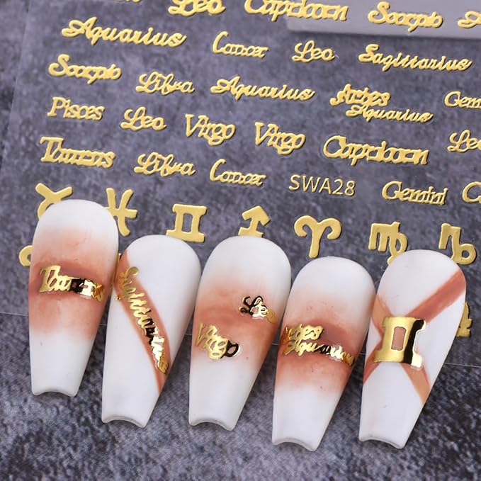 6 Sheets Letters Nail Art Stickers for Nail Art 3D Self-Adhesive Gold Silver Pink Initial Alphabet Nail Decals English Alphabet Nail Stickers Nail Art Supplies for Women Girls DIY Manicure Salon