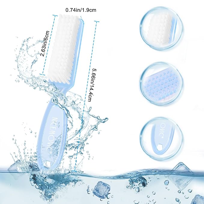 NICEMOVIC 30 Pcs Nail Brush for Cleaning Fingernails, Handle Grip Nail Scrubber Brush, Hand Fingernail Cleaner Brush Manicure Tools Scrub Cleaning Brushes, Use for Toe and Nail Cleaning (Clear)