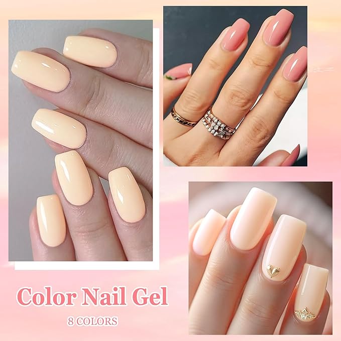 MEET ACROSS 1 Step Gel Polish Set Nail Art Manicure 3 in 1 Gel Kit Soak Off LED Gel Nail Varnishes No Need base gel top coat (Set-5, 8PCS)