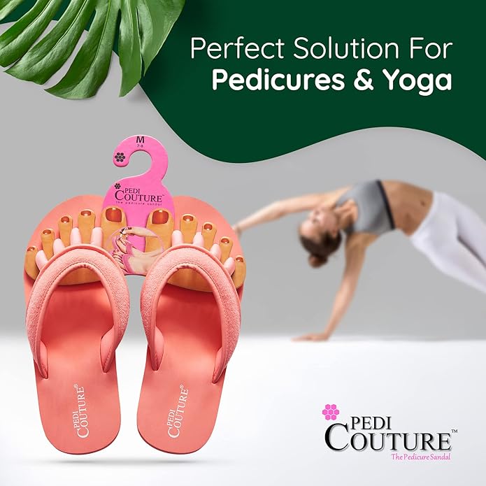 Pedi Couture Pedicure Sandals with Built In Toe Separators for Women - Comfortable Spa Style Flip Flops for Home, Salon, Yoga & Gym Use