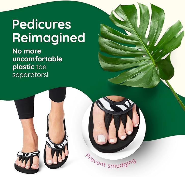 Pedi Couture Pedicure Sandals with Built In Toe Separators for Women - Comfortable Spa Style Flip Flops for Home, Salon, Yoga & Gym Use