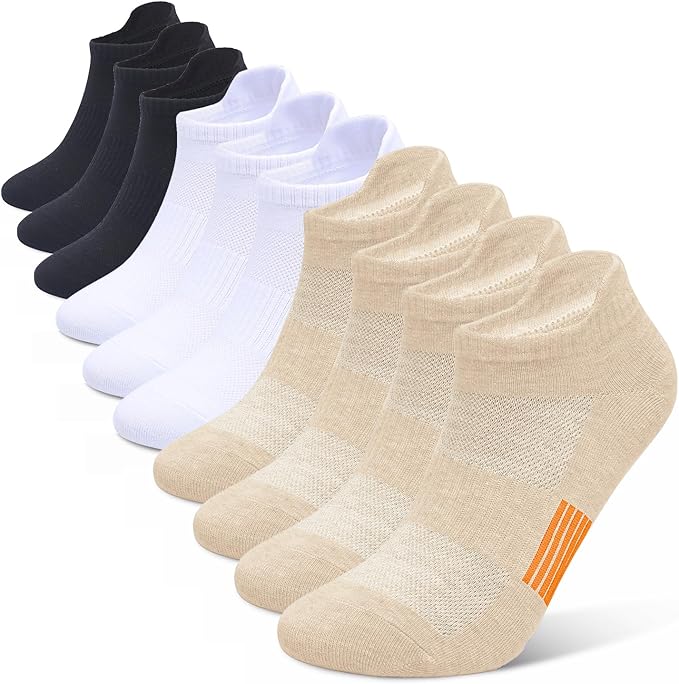 Henwarry Women's 10 Pairs Athletic Running Low Cut Socks Thin Cotton Soft Ankle Tab Socks