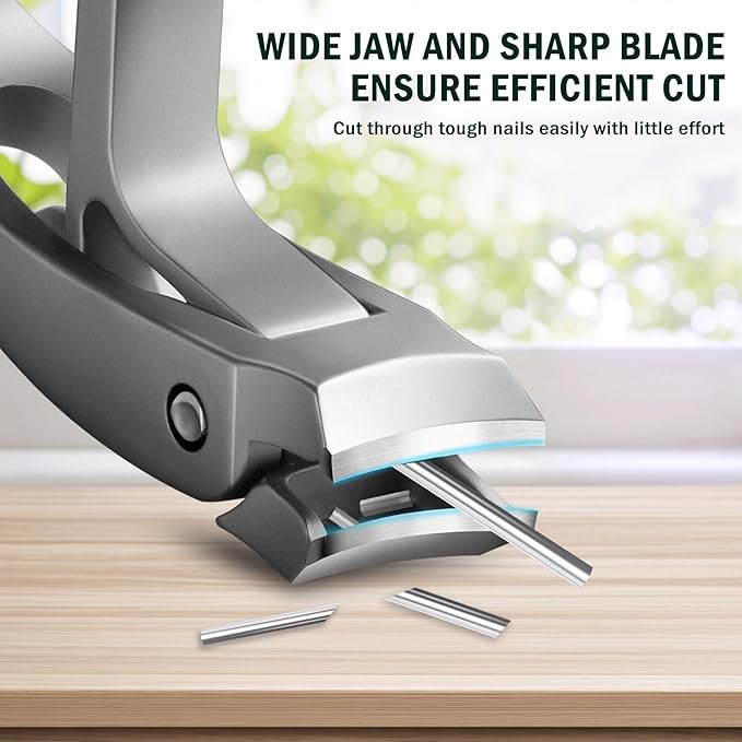 FVION Innovative Angled Head Toenail Clippers, Professional Ingrown Toe Nail Clippers for Thick Nails Seniors, Slanted Nail Clippers with Catcher, Pedicure Toenail Cutters Toenail Scissors