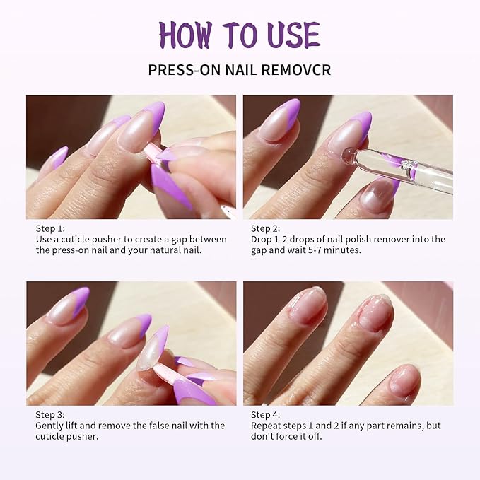 60 ML Nail Glue Remover for Press on Nails with Crystal Stick, Acetone-Free Odorless Nail Gel Glue Remover, Soft Painless Removal for Nail Tips