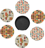 Mid Century Modern Style Leather Drinks Coasters - Image 2
