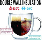 Espresso Cups Set Of 2, Double Walled Glass Coffee Mugs - Image 2