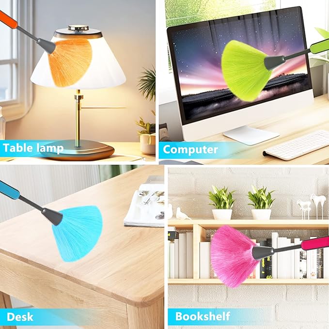 4 Pack 10" Small Microfiber Duster, Delicate Fluffy Microfiber Feather Duster, Perfect for Cleaning Laptop Keyboard, Computer Screen, Books, Photo Frames, Table