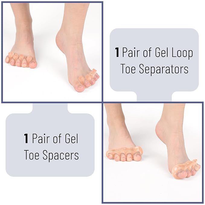 Dr. JK- ToePal Gel Toe Separator, 2 Pairs, Toe Spacers, Bunion Corrector, Christmas Gifts