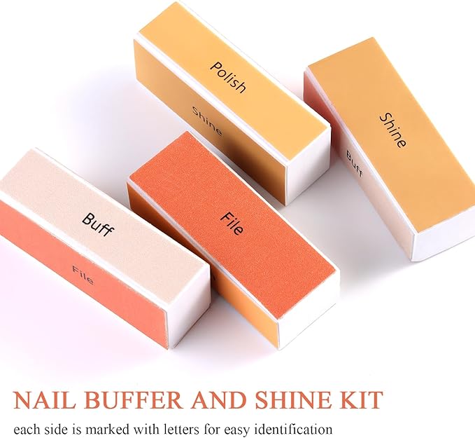 Nail Buffer and Shine Kit, 4 Sided Nail Buffer Block Nail Files for Natural Nails Buffing Sanding Polishing Fingernail Smoother Block 100/120/240/600/3000 Grit Nail Filer Manicure Tools