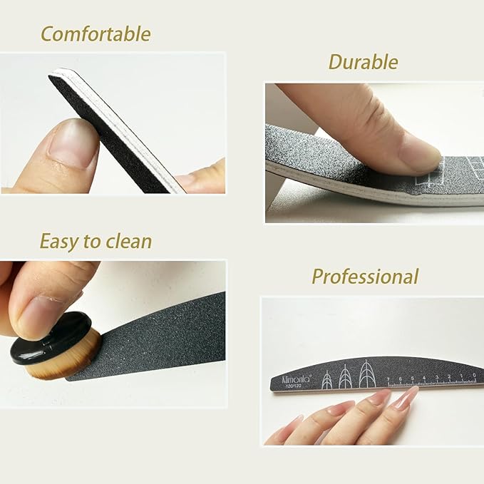6pcs Nail Files with 2pcs Nail Brushes 120/120, 120/180, 180/180 Grit Both Sides Nail Files with Reference Graphic for Press-on Fake Nail Shaping Natural Nail Polish Christmas Gift for Women Girls