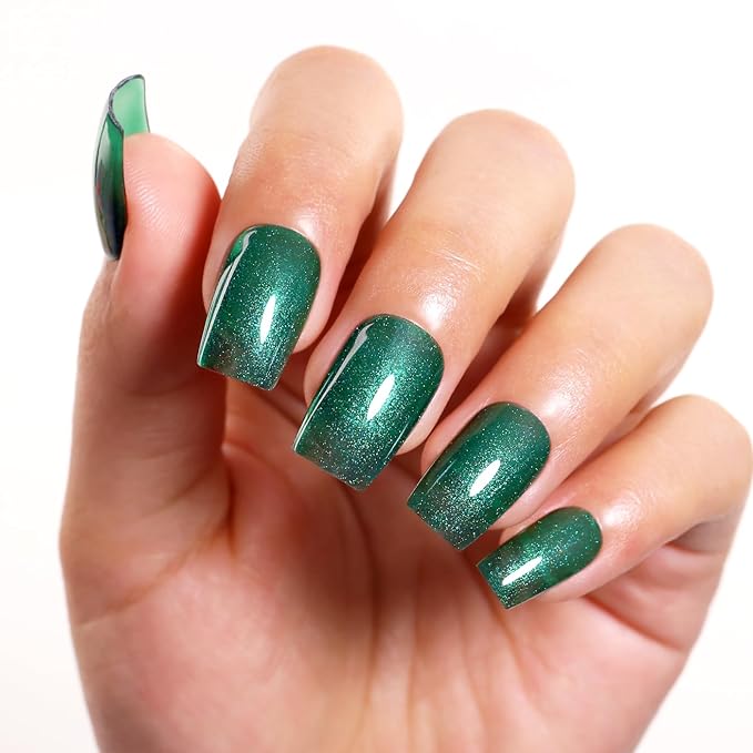 Imtiti Glitter Gel Nail Polish, 15ML Christmas Green Iridescent Glitter Gel Polish Soak Off LED UV Diamond Shimmer Sparkle Nail Gel Polish Fall Winter Manicure Gel Nail Polish Kit