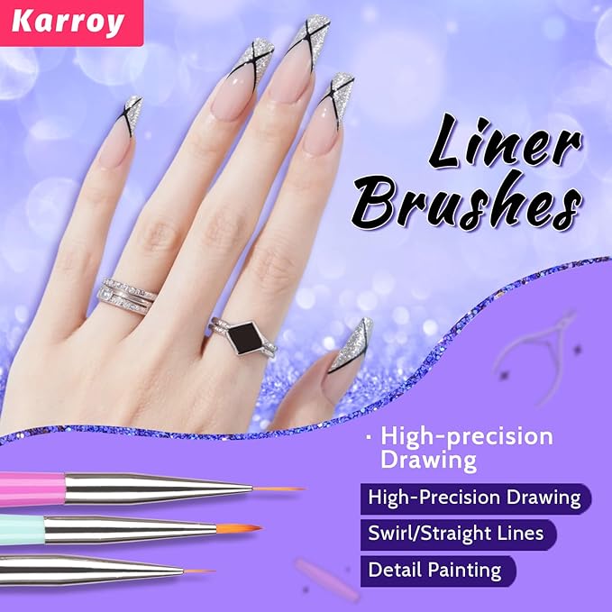 Nail Art Brushes Kit, Multifunctional Nail Brushes for Nail Art Nail Design Brush Gel Nail Brush for Nail Extension Nail Art Liner Brush Dotting Tools for DIY (6PCS Brushes)