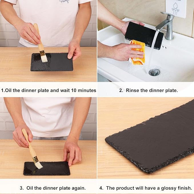 16 Pack 4 x 8 Inch Slate Cheese Boards, Black Rectangle Slate Charcuterie Boards, Natural Charcuterie Stone Plates for Parties, Gifts, and Special Events, Cheese, Sushi, Food.