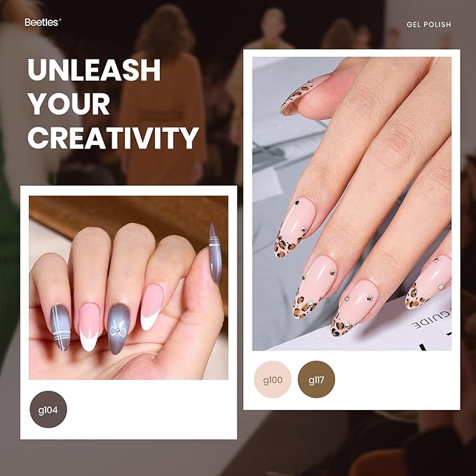 Beetles Fall Gel Nail Polish Set – Catwalk Tonal Hues 25 Colors Gel Polish, Nude Brown Yellow Purple Green Glitter with Base Glossy Mattle Top Coat Soak Off UV LED Winter Manicure Gift for Women