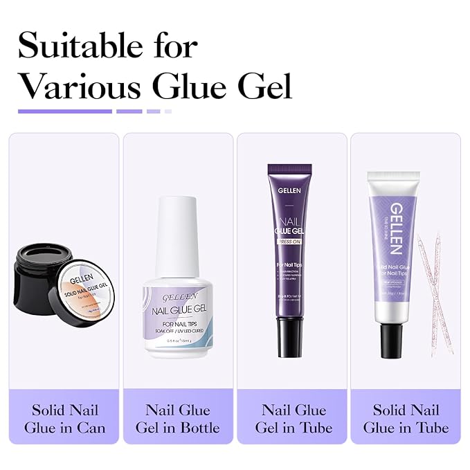 Gellen Nail Glue Remover for Press on Nails, 40ML UV Glue Remover, Non-Acetone Gentle Off for False Tips, Odorless Easy Debonder, Not for Gel Polish