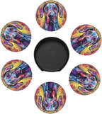 Great Dane Stained Dog Breed Glass Art Leather Drinks Coasters - Image 2