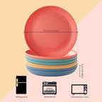 8 PCS Wheat Straw Plates, Kaloo 7.7 Inch Melamine Reusable Plastic Unbreakable - Image 2