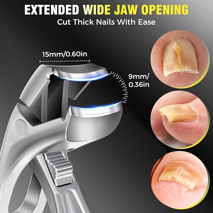 2025 Toenail Clippers for Seniors Thick Toenails, Angled Head Large Toe Nail Clippers for Men with Catcher, Heavy Duty Sharp Fingernail Clipper with Long Handle, Wide Jaw