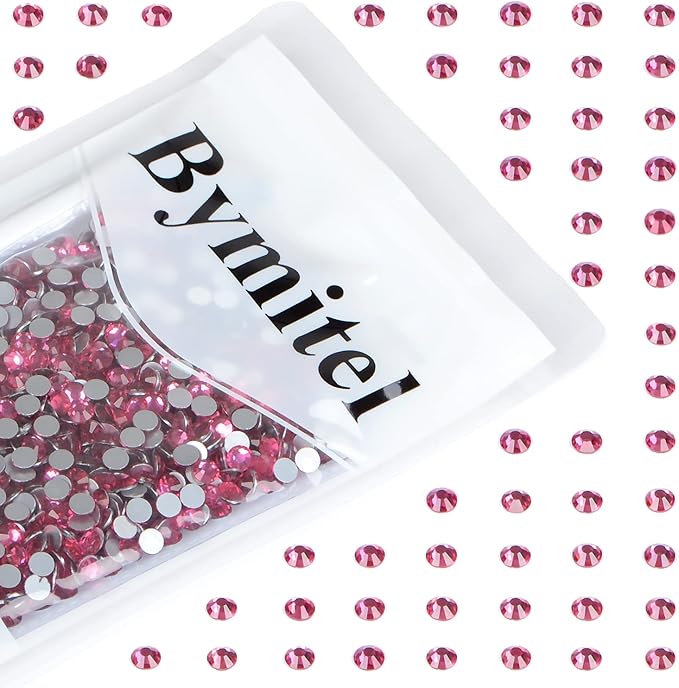 1440PCS Art Nail Rhinestones Non Hotfix Glue Fix Round Crystals Glass Flatback for DIY Jewelry Making with one Picking Pen (ss20 1440pcs, Rose)
