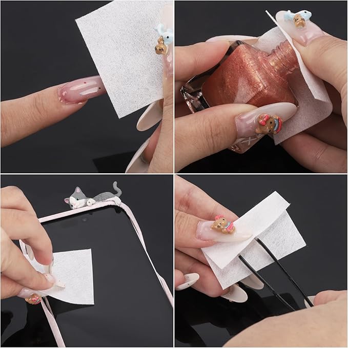 650 Pcs Lint Free Nail Wipes 2" x 2" Nail Polish Removers Cotton Pads and 20 Pcs Reusable Toes & Fingers Nail Soak Off Clips