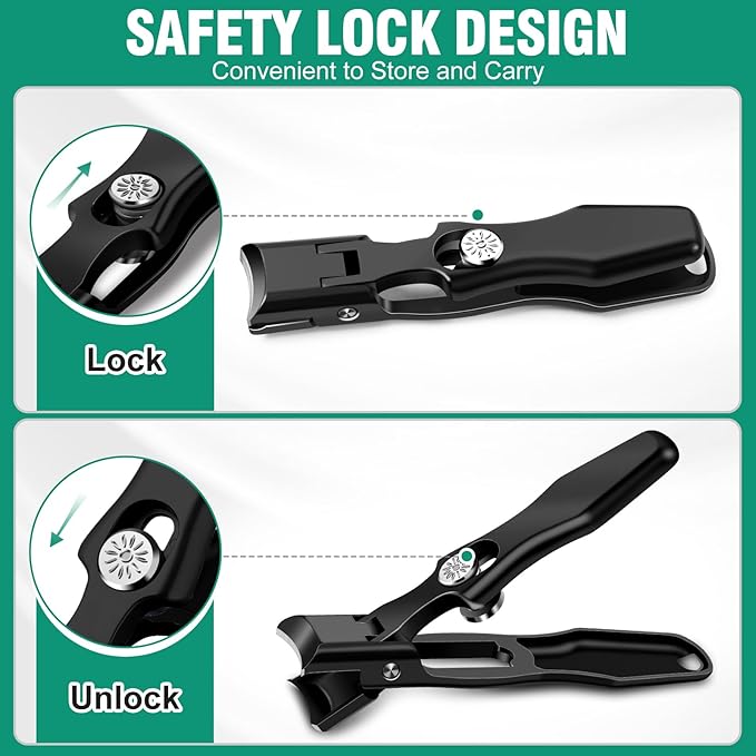 Nail Clippers for Men with Catcher, Large Wide Opening Toenail Clippers for Seniors Thick Toenails, Heavy Duty Sharp Stainless Steel Toe Nail Clippers with Long Handle Gifts for Men Women