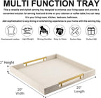 Beige Faux Leather Serving Tray - Image 4