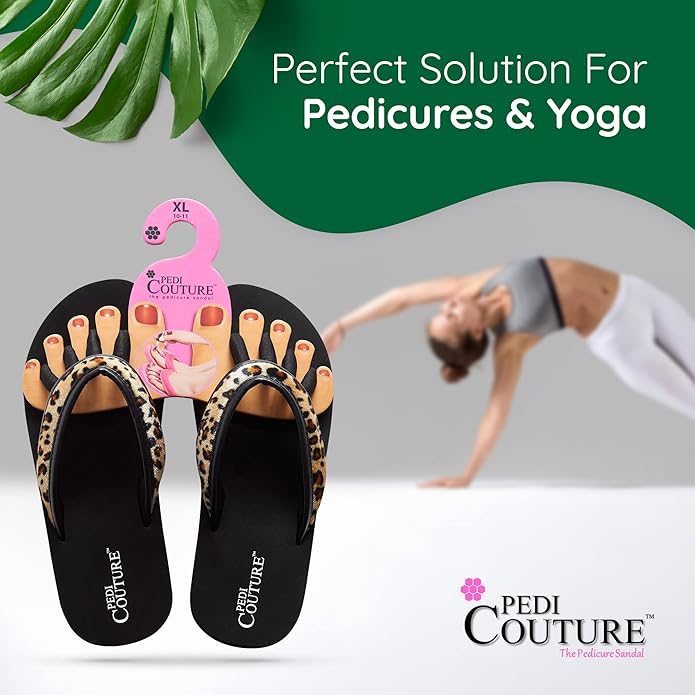 Pedi Couture Pedicure Sandals with Built In Toe Separators for Women - Comfortable Spa Style Flip Flops for Home, Salon, Yoga & Gym Use