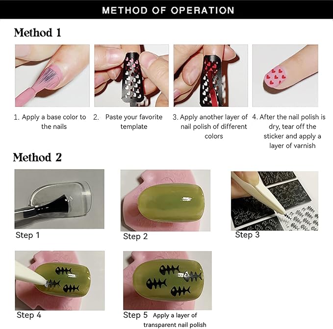 Reusable Nail Stencils for Nail Art - 144 Pieces with 72 Unique Designs, DIY French Tip Guides & Manicure Decals for Professional Salon-Quality Results at Home