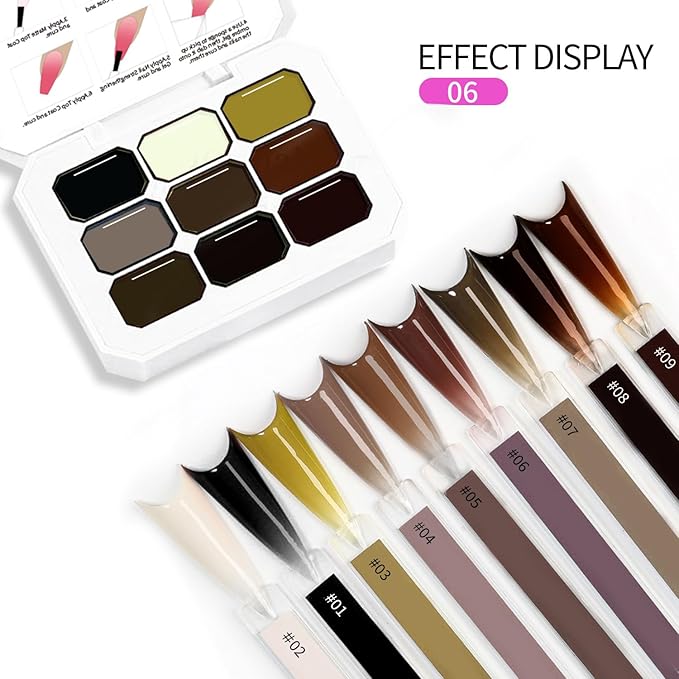 Ombre Gel Nail Polish Nail Sponges for Ombre 9 Series Colorful Blush Effect Gradient Painting Gel for Ombre Nails Multistyle French Manicure Nail Art DIY Home (A6)