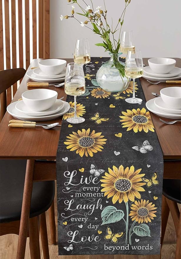 Retro Sunflower Table Runners 70 Inches Long, Spring Summer Farmhouse Table - Image 2