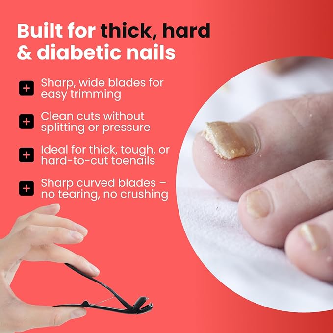 Toe Nail Clippers for Thick Nails for Seniors, for Thick Nails with Catcher. Angled Heavy Duty Large Toe Nail Clippers for Seniors, Toenail Clippers & Nail Cutters for Diabetic & Arthritic Nails