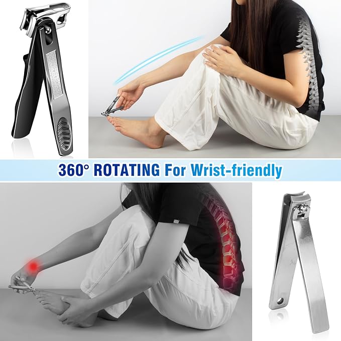 Stocking Stuffers for Men, Toenail Clippers for Seniors Thick Toenails, Large Toe Nail Clippers for Men with Wide Jaw & 360°Rotary Nail Clippers for Seniors, Christmas Xmas Presents Gifts for Adults