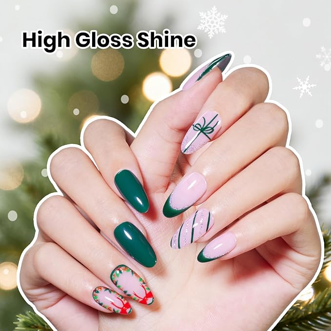Beetles Christmas Gel Nail Polish Set – Christmas Spectrum Red Green Glitter Gel Polish, 36 Colors Soak Off UV LED Winter Long Lasting Nail Gel Kit for Manicure Gifts for Women
