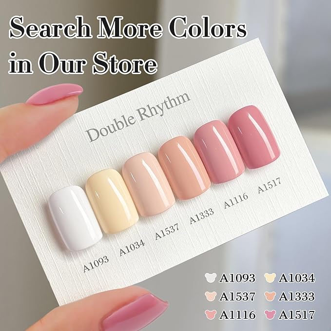 Double Rhythm 0.50 OZ Gel Polish Hema Free Same Color Same Bottle Golden Round Translucent Neutral Natural Milky 15 ML Jelly UV Polish Art DIY at Home (Coral Pink-C1517)