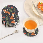Fox Flower Black Pattern Coasters - Image 5
