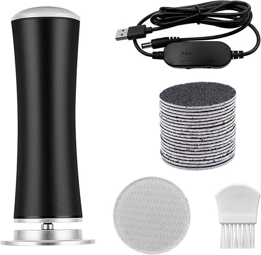 Electric Callus Remover, ELEVEN EVER Foot File Pedicure Tool(Speed Adjustable) with Recyclable Glass Grinder and 20pcs Replacement Sandpaper Disk for Men Women Dead Dry Crack Skin Calluses Black