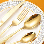 Hammered Silverware Set Gold Modern Stainless Steel Flatware - Image 4