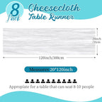 8 Pack White Cheesecloth Table Runners 20x120 Inch Gauze Table Runner Cheese - Image 2