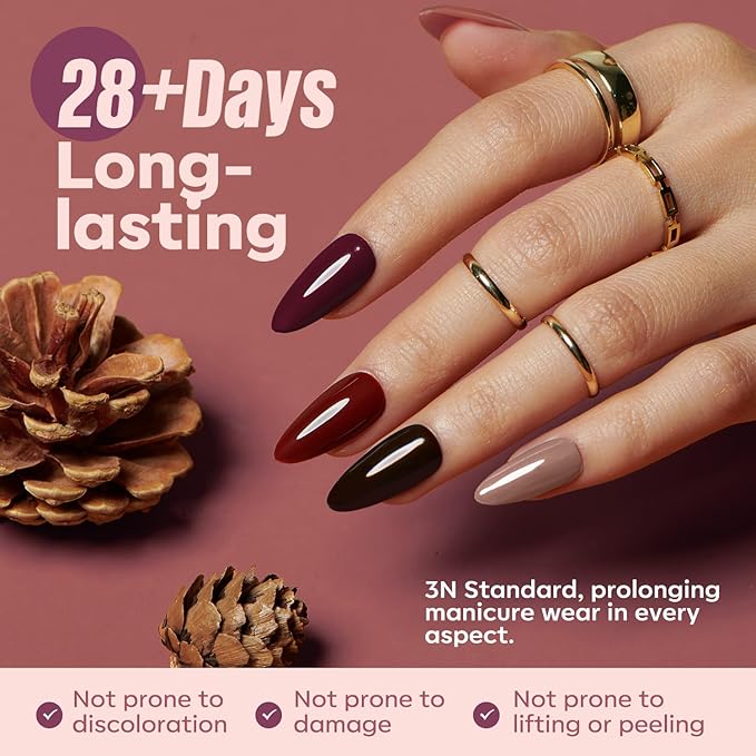 MEFA 19 Pcs Gel Nail Polish Kit with U V Light, 12 Colors Fall Gel Nail Polish Set Burgundy Red Champagne Gold Glitter Soak Off Purple Manicure Tools Beginners Salon Art Nails Art DIY for Women