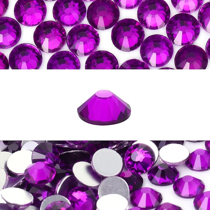 Novani 3000 Pieces Flatback Rhinestones Glass Round Gems Violet Crystals for Nail Art DIY Crafts Clothes Shoes,SS10,2.7-2.9mm