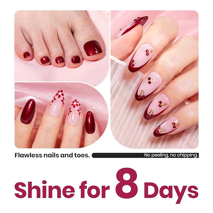 Beetles Deep Wine Red Nail Polish, Fast Air Dry, No UV Needed – Luxurious and Long-Lasting, Perfect for Christmas Party & DIY At-Home, 0.51oz