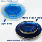 150 Pcs Blue Plastic Dinnerware Set, Disposable Plates - Image 2
